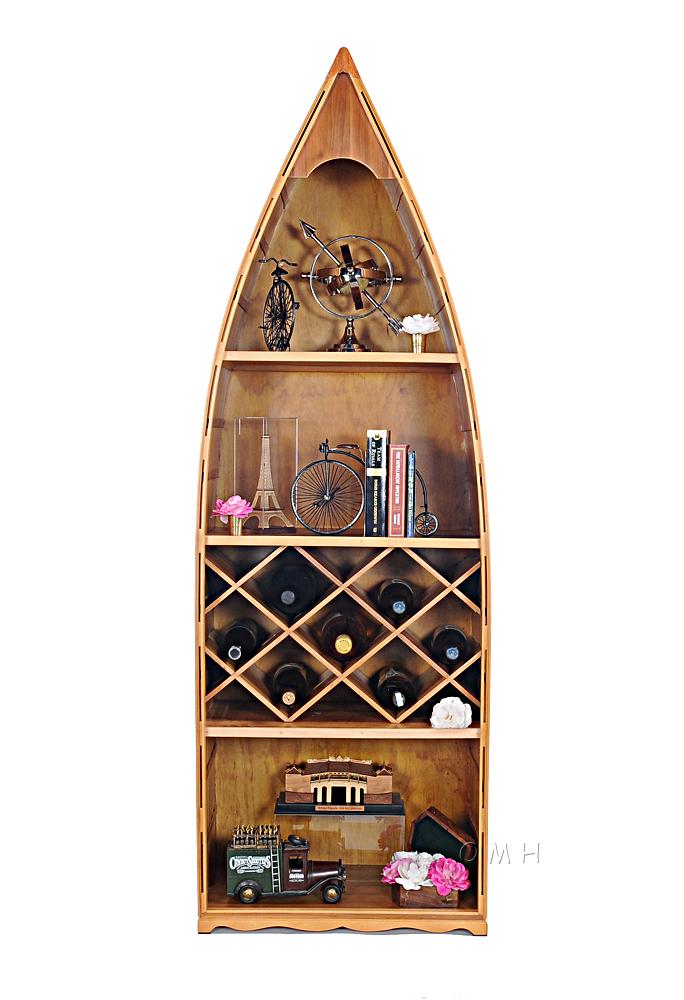 Wooden Canoe Wine Shelf