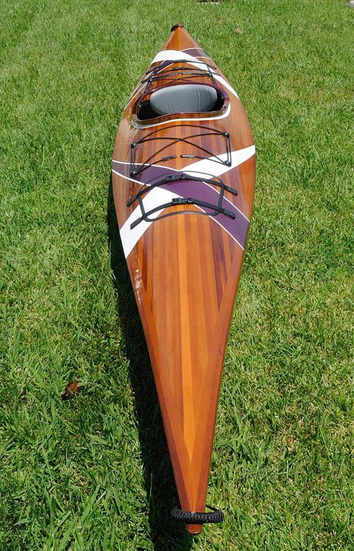Wooden Kayak with White & Purple Ribbon 15 ft