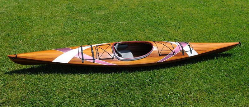 Wooden Kayak with White & Purple Ribbon 15 ft
