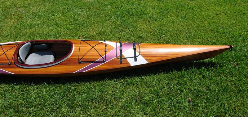 Wooden Kayak with White & Purple Ribbon 15 ft