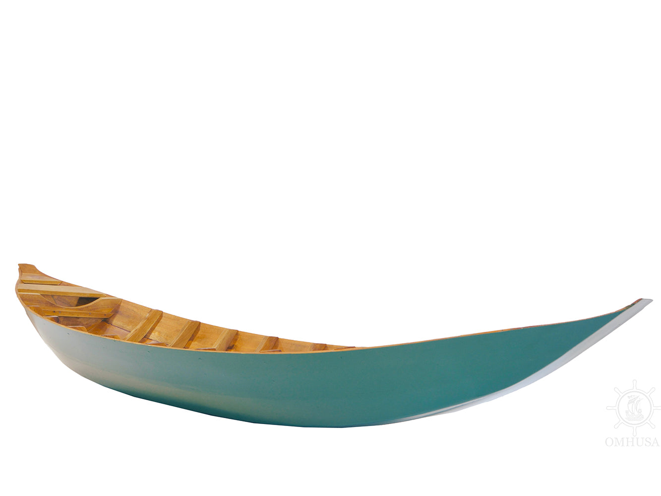 Small South East Asia Sampan Boat Teal Bottom Thuyen Ba La Tam Ban