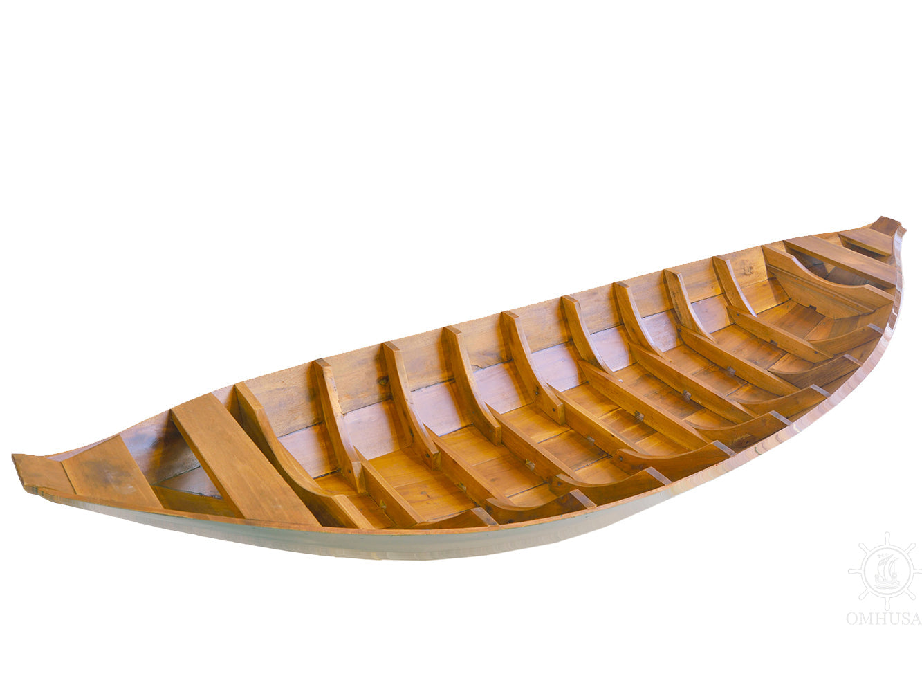 Small South East Asia Sampan Boat Teal Bottom Thuyen Ba La Tam Ban