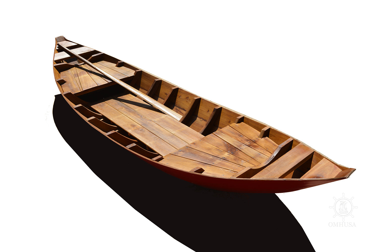 Small South East Asia Sampan Boat Red Bottom Thuyen Ba La Tam Ban