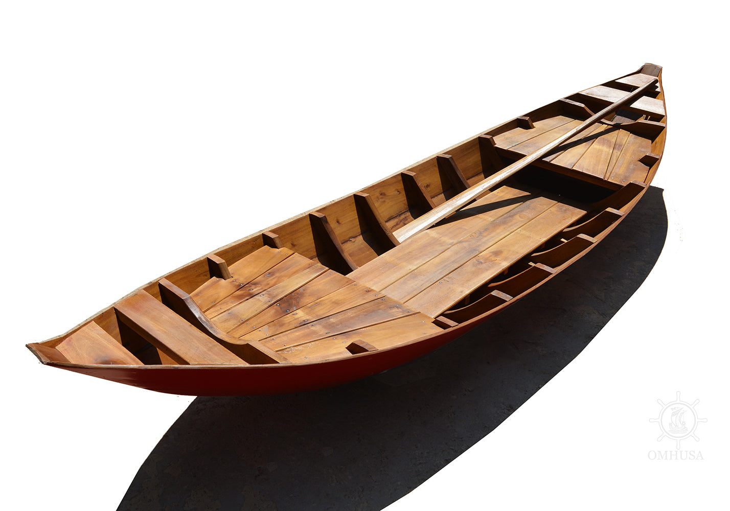 Small South East Asia Sampan Boat Red Bottom Thuyen Ba La Tam Ban