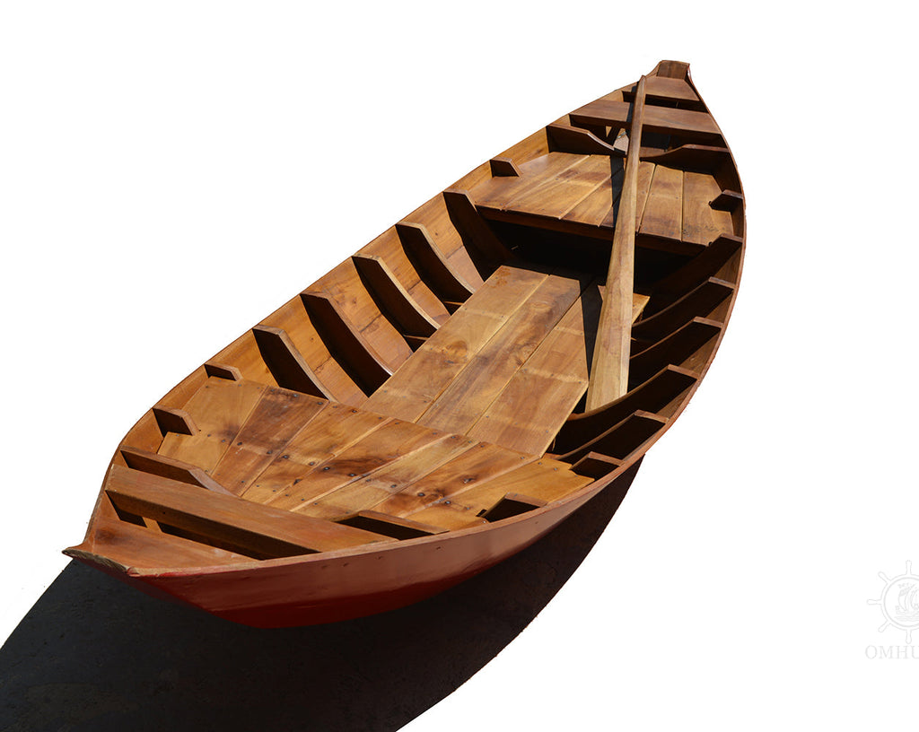 Small South East Asia Sampan Boat Red Bottom Thuyen Ba La Tam Ban