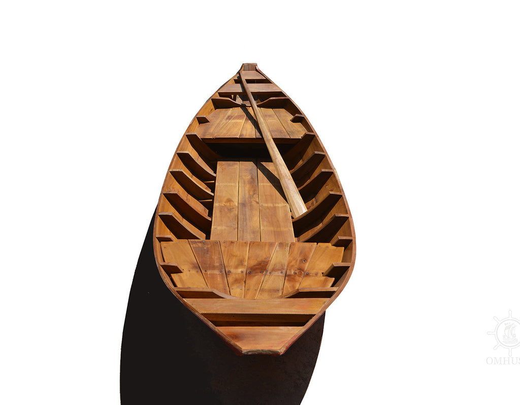 Small South East Asia Sampan Boat Red Bottom Thuyen Ba La Tam Ban