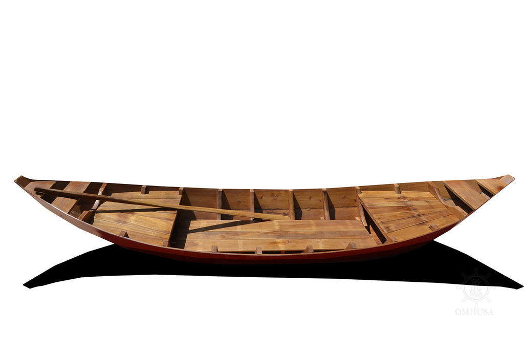 Small South East Asia Sampan Boat Red Bottom Thuyen Ba La Tam Ban