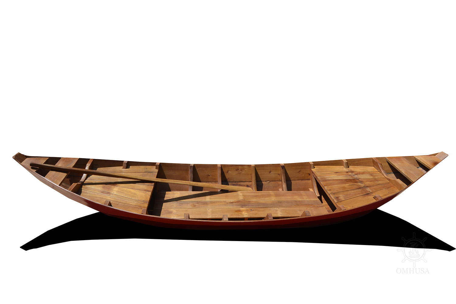 Small South East Asia Sampan Boat Red Bottom Thuyen Ba La Tam Ban