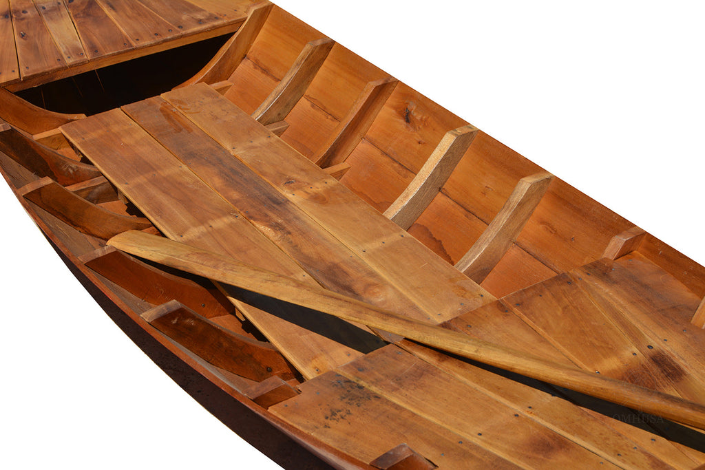 Small South East Asia Sampan Boat Red Bottom Thuyen Ba La Tam Ban