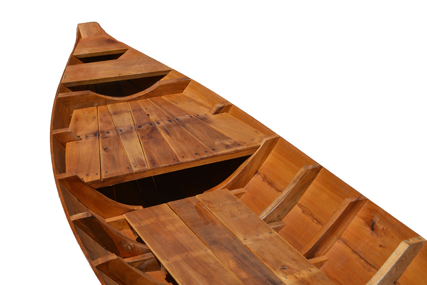 Small South East Asia Sampan Boat Red Bottom Thuyen Ba La Tam Ban