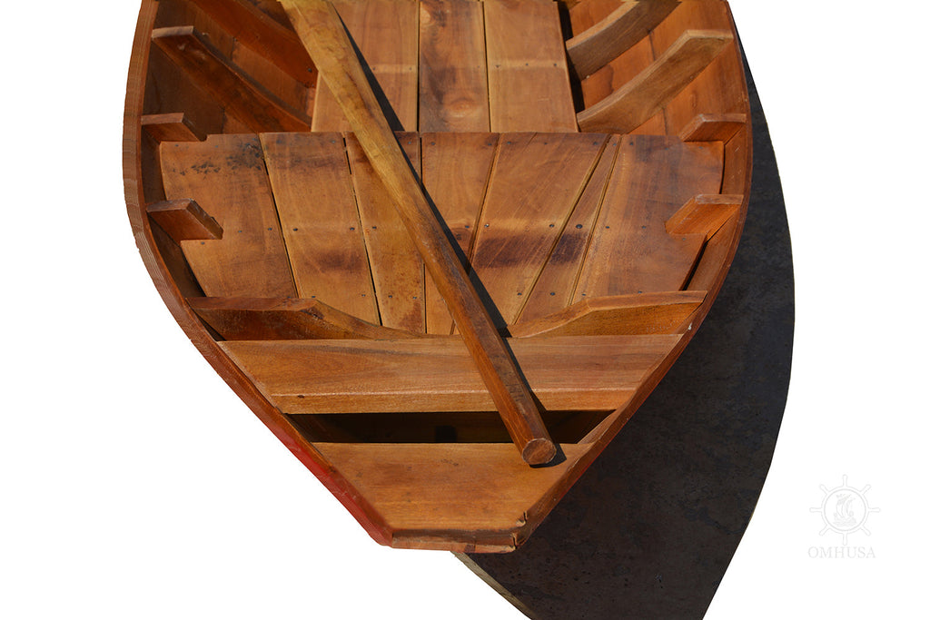 Small South East Asia Sampan Boat Red Bottom Thuyen Ba La Tam Ban