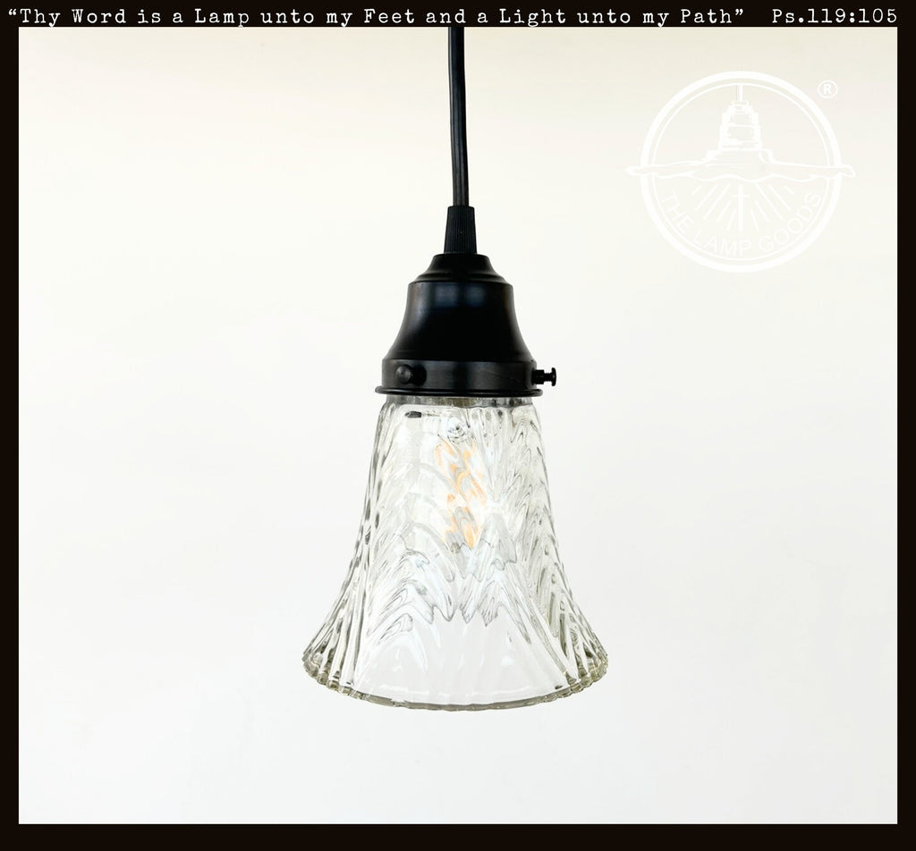 Clear Chevron Ribbed Vintage Pendant