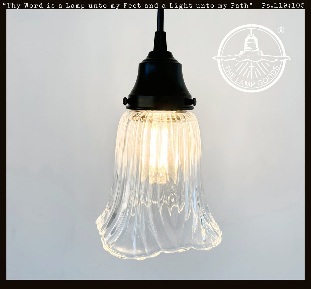 Heavy Pressed Scallop Flare Holophane Pendant