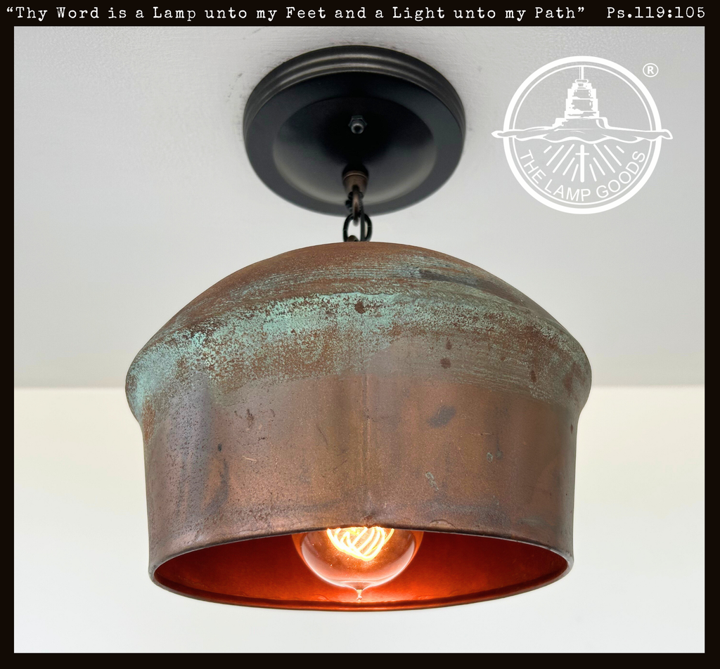 Modern Handcrafted Copper Ceiling Light with Chain | 8.5"