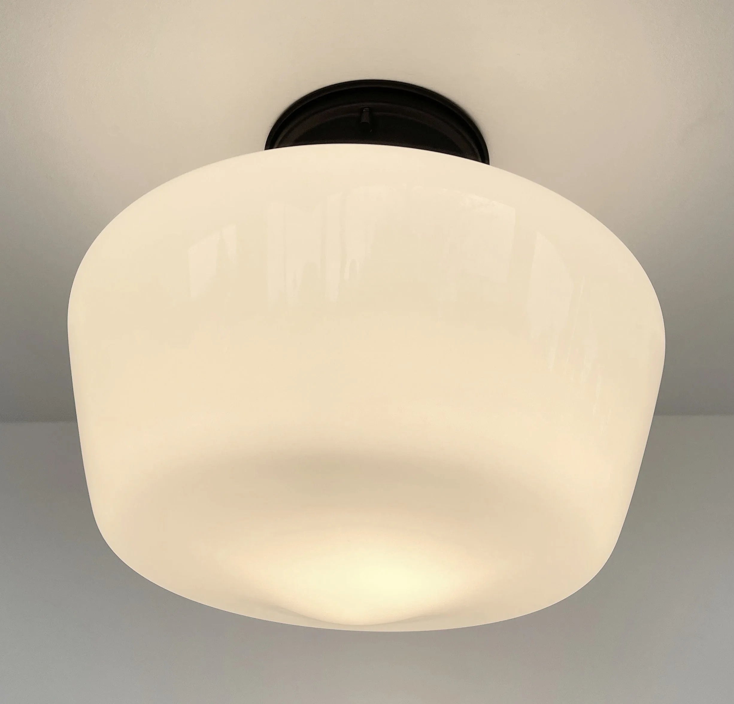 Large Milk Glass Schoolhouse Ceiling Light | 12"