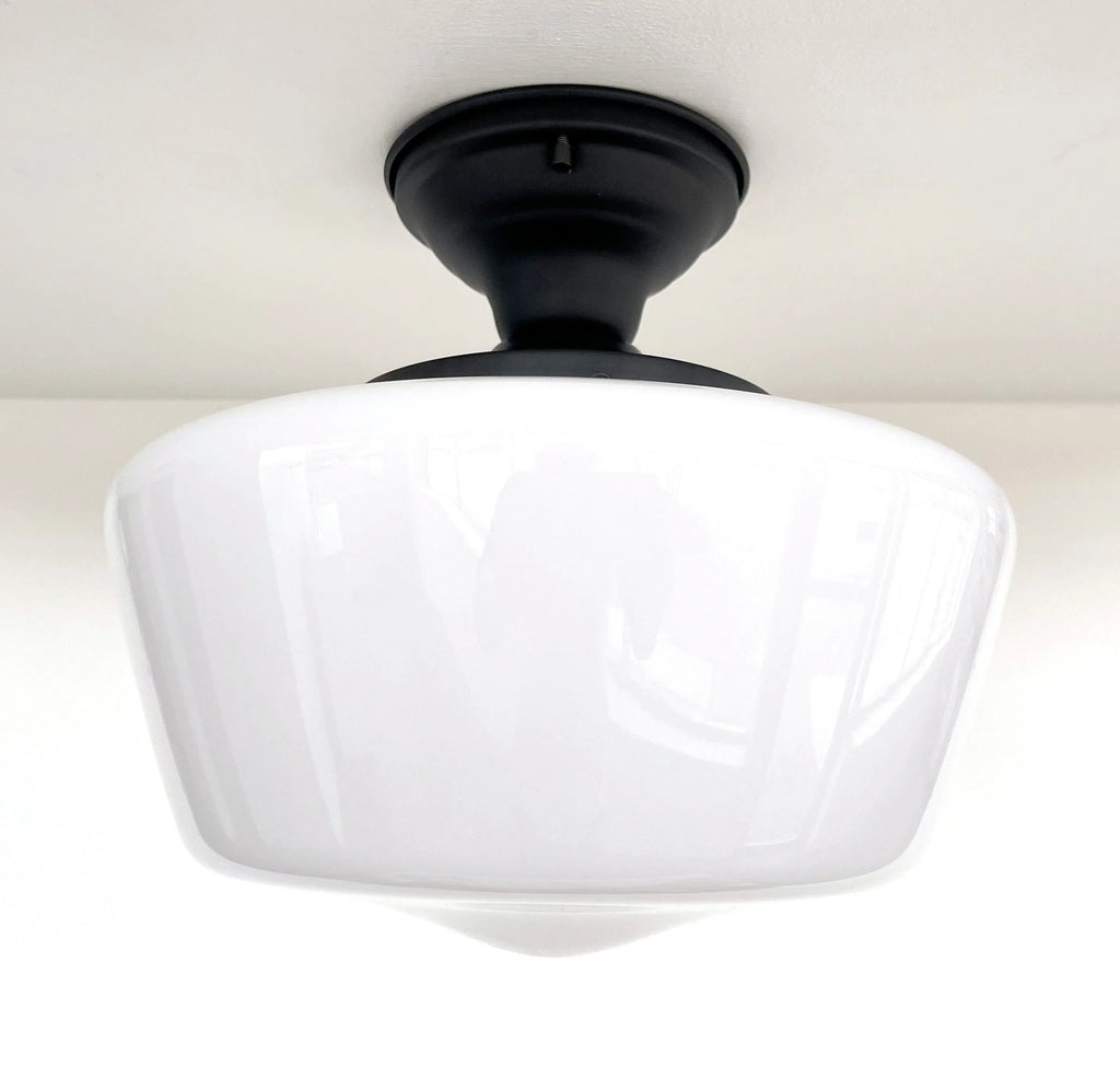 Schoolhouse Milk Glass Shade Replacement | 12" W/ 6" Fitter