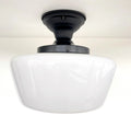 Large Milk Glass Schoolhouse Ceiling Light | 12"