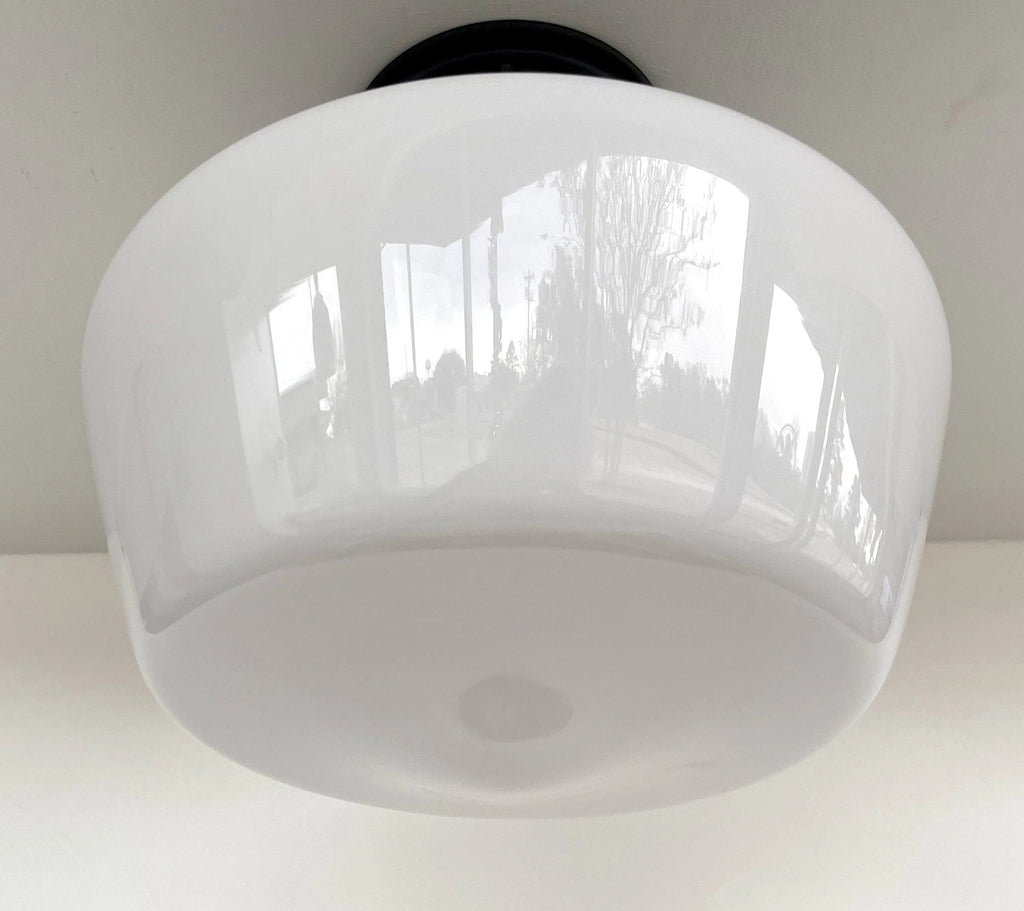Large Milk Glass Schoolhouse Ceiling Light | 12"
