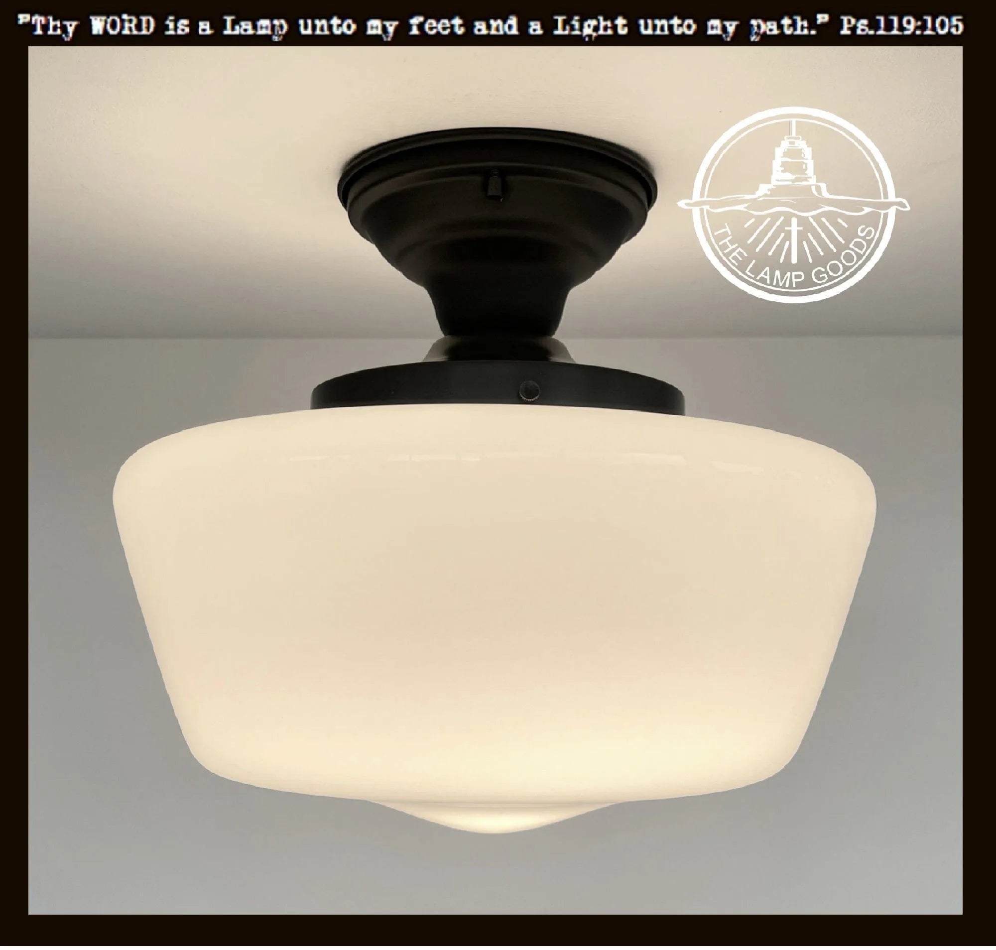 Large Milk Glass Schoolhouse Ceiling Light | 12"