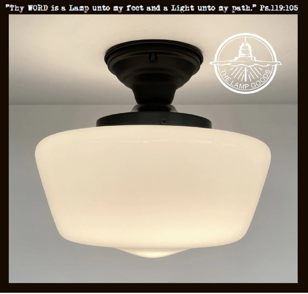Schoolhouse Milk Glass Shade Replacement | 12" W/ 6" Fitter
