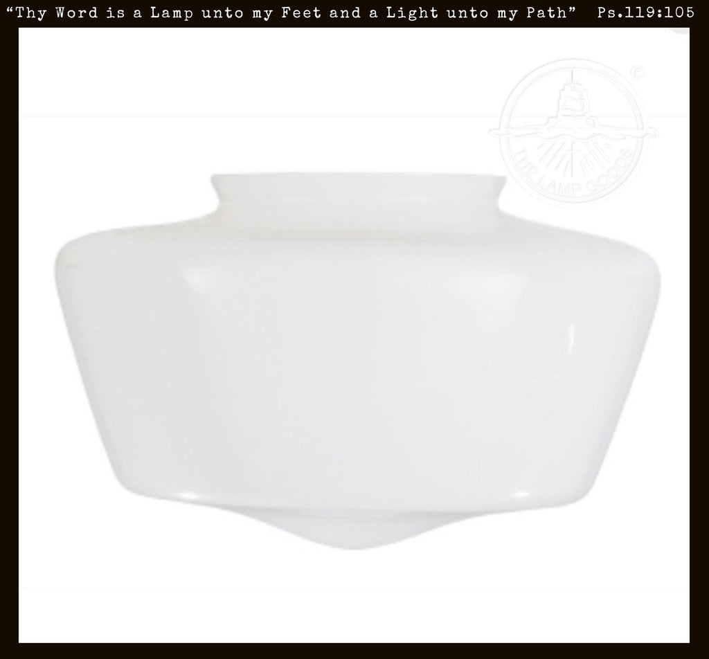 Schoolhouse Milk Glass Shade Replacement | 12" W/ 6" Fitter