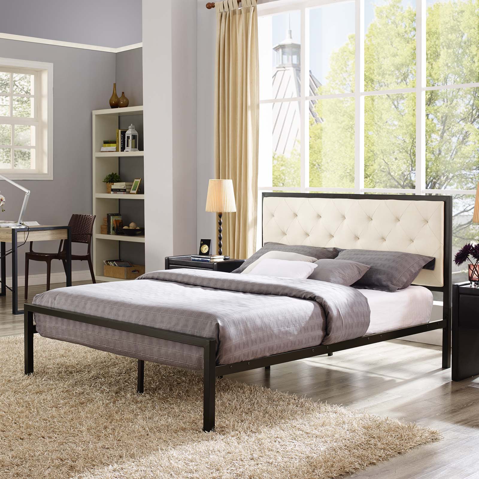 Mia Fabric Queen Bed by Modway