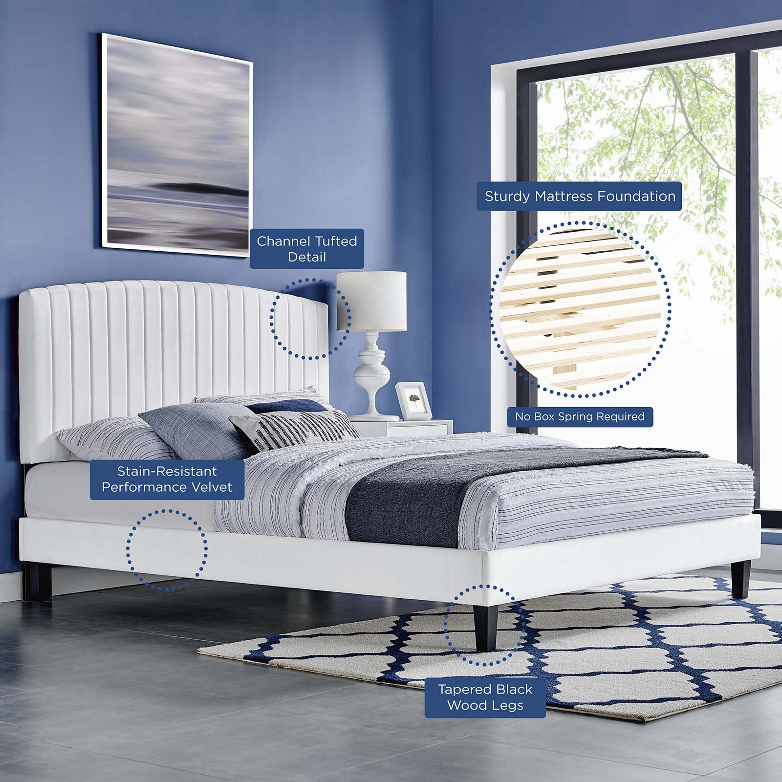 Alessi Performance Velvet Queen Platform Bed by Modway