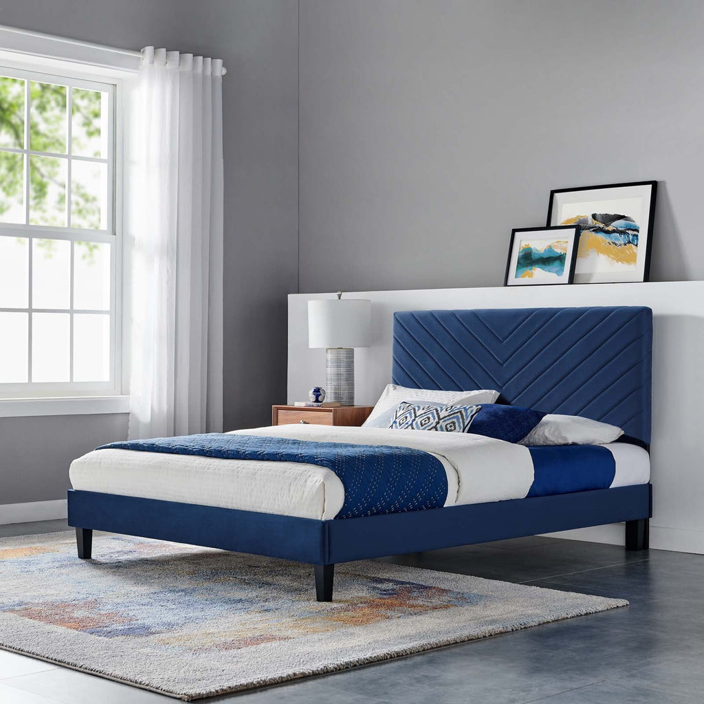 Roxanne Performance Velvet Queen Platform Bed by Modway
