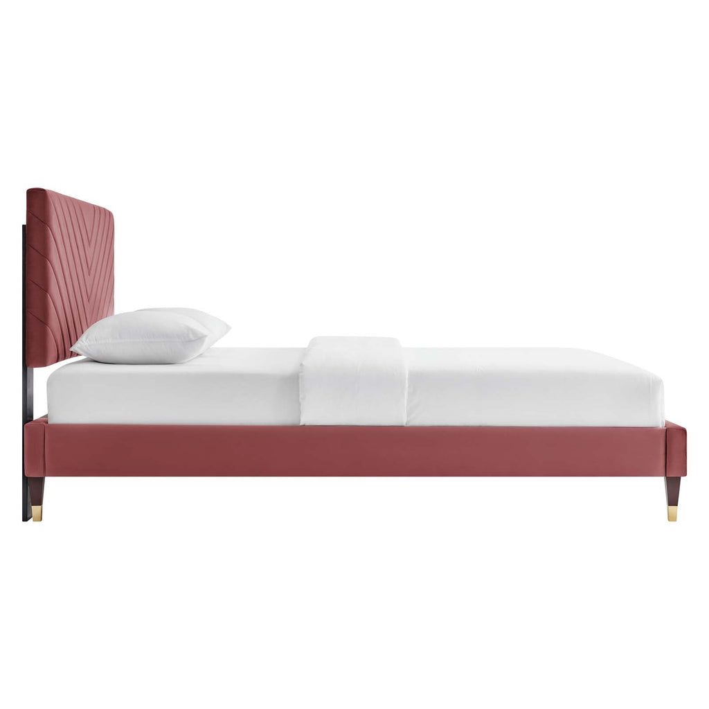 Roxanne Performance Velvet Queen Platform Bed by Modway