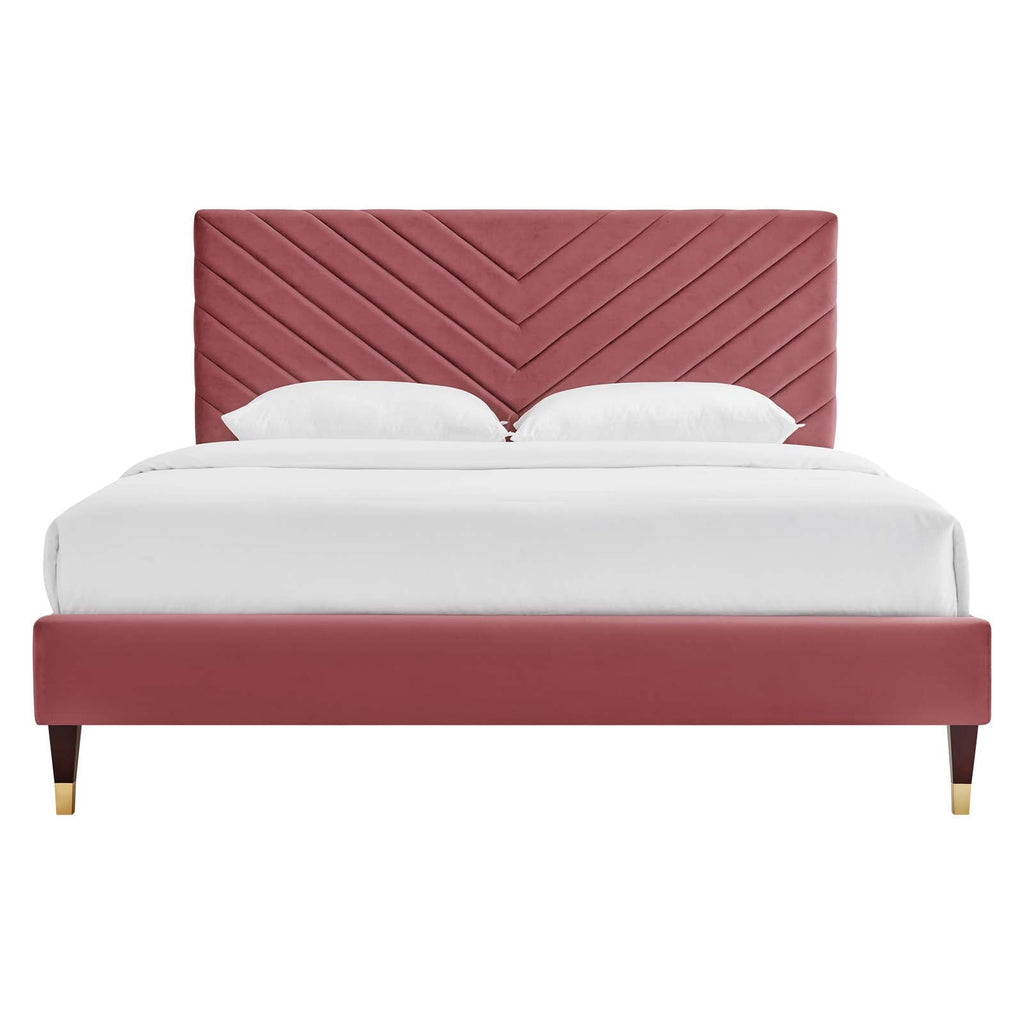 Roxanne Performance Velvet Queen Platform Bed by Modway