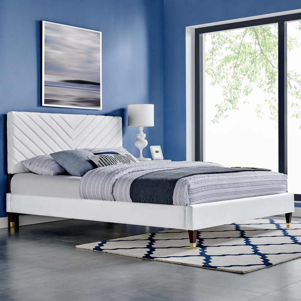 Roxanne Performance Velvet Queen Platform Bed by Modway