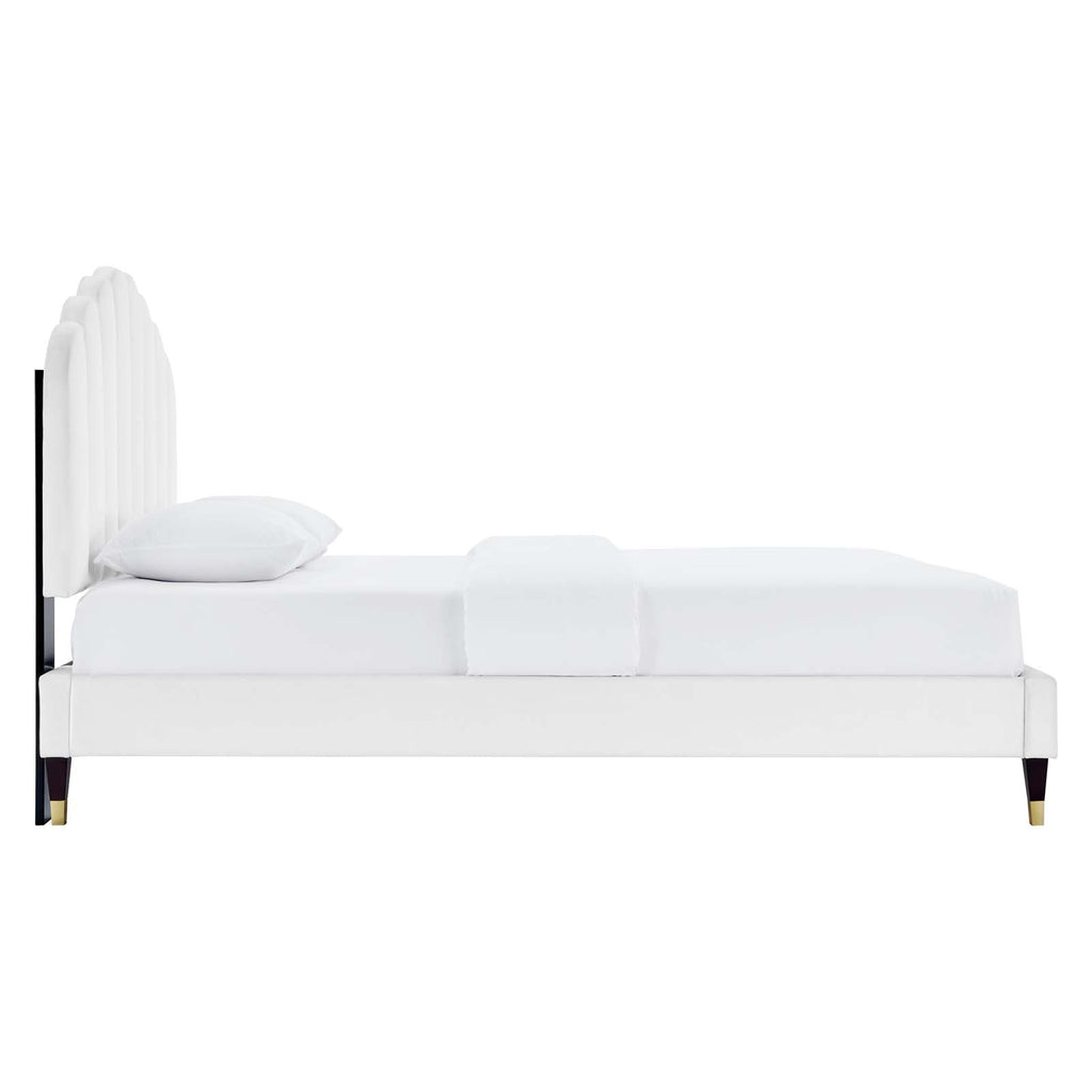 Daisy Performance Velvet Queen Platform Bed by Modway