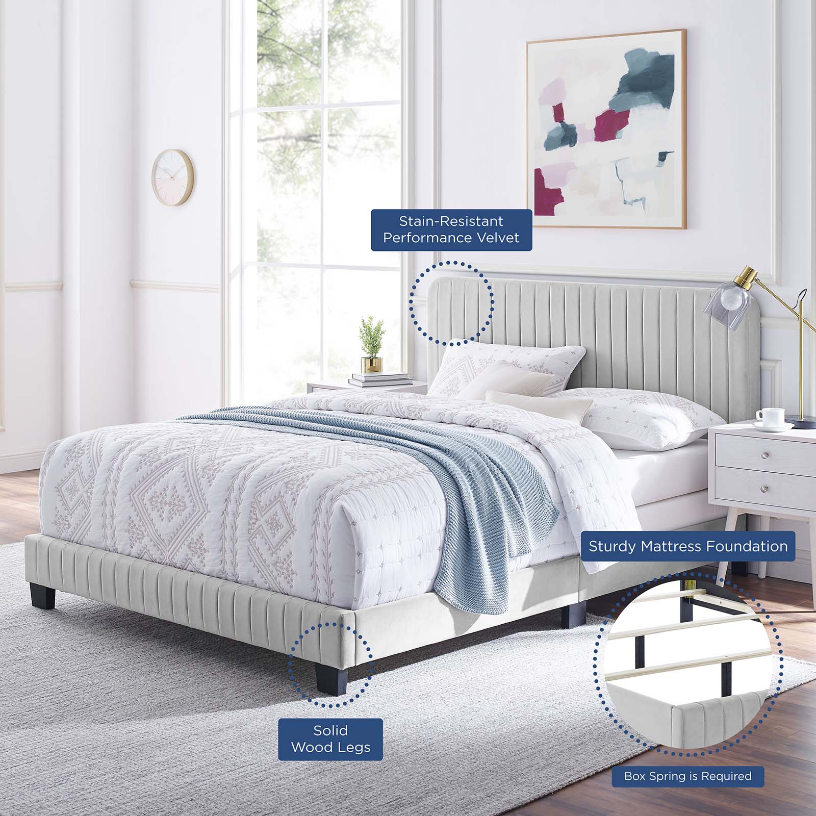 Celine Channel Tufted Performance Velvet King Bed by Modway