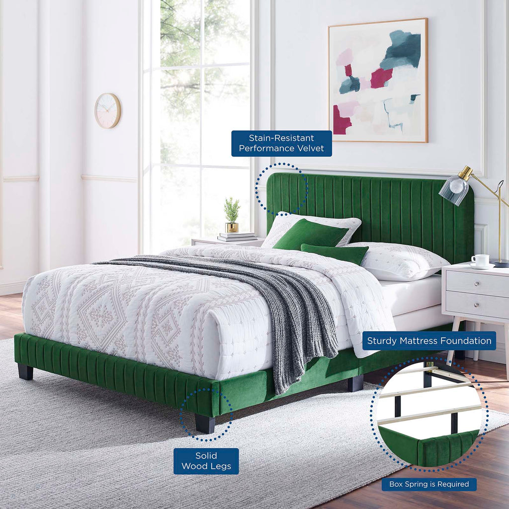 Celine Channel Tufted Performance Velvet Queen Bed by Modway