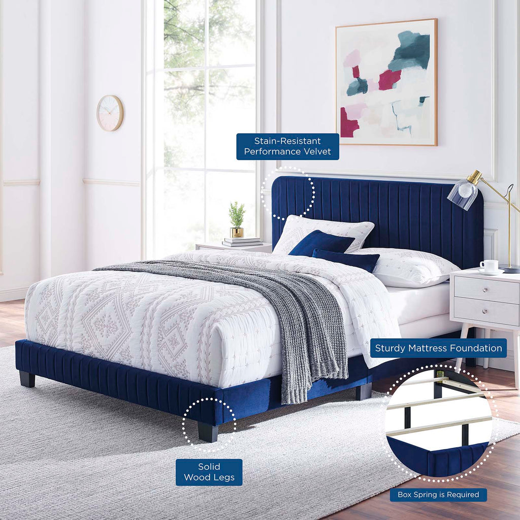 Celine Channel Tufted Performance Velvet Queen Bed by Modway