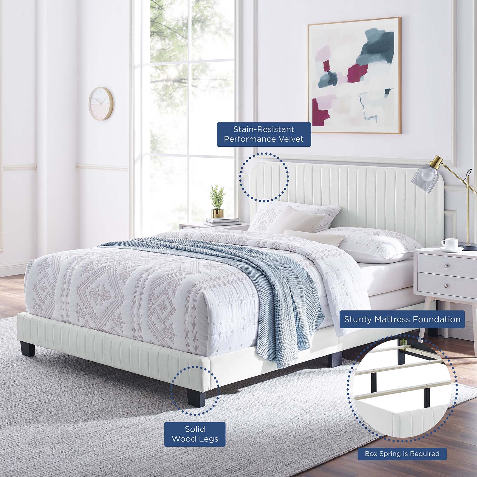 Celine Channel Tufted Performance Velvet Queen Bed by Modway