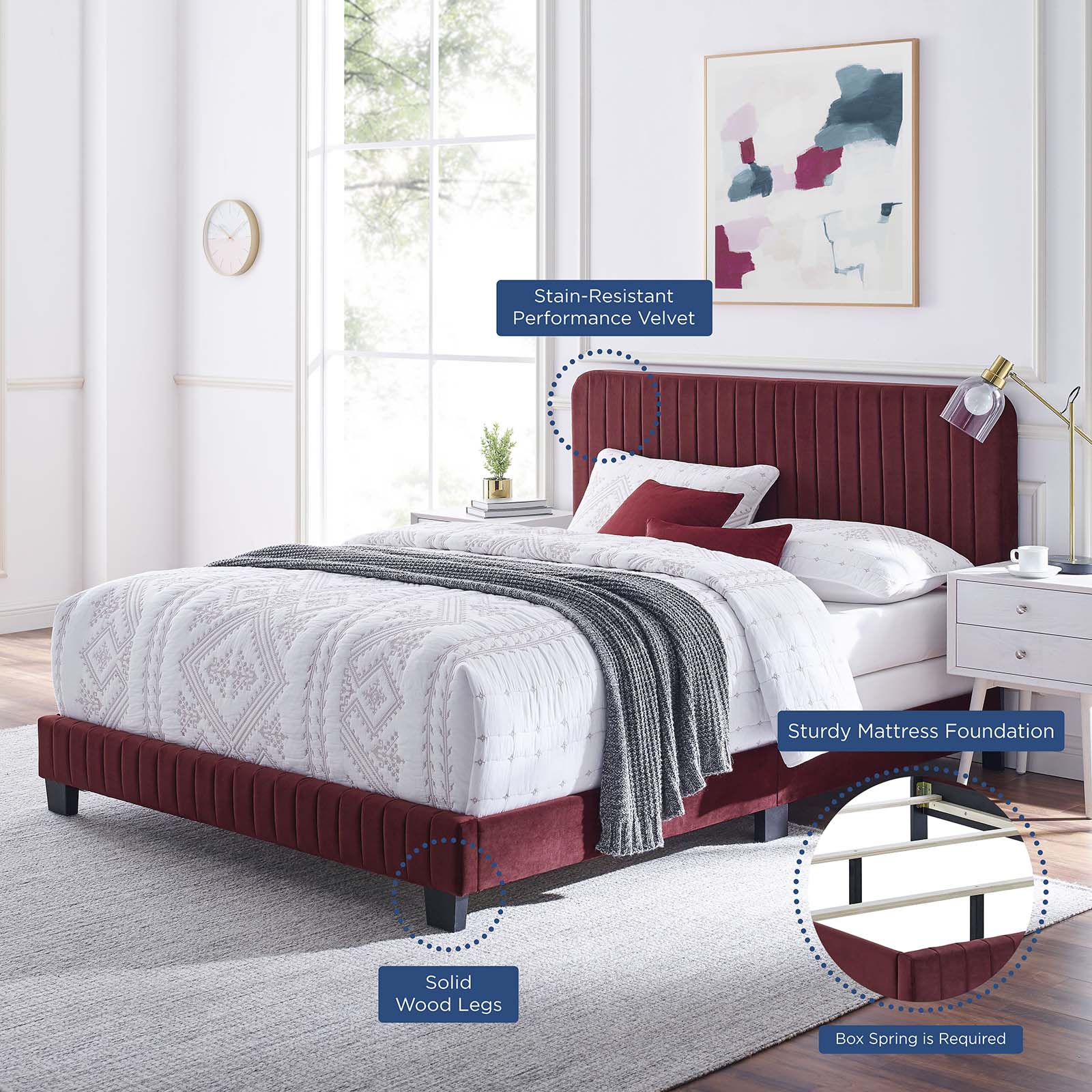 Celine Channel Tufted Performance Velvet Full Bed by Modway
