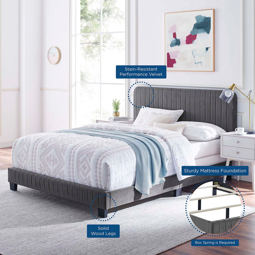 Celine Channel Tufted Performance Velvet Twin Bed by Modway