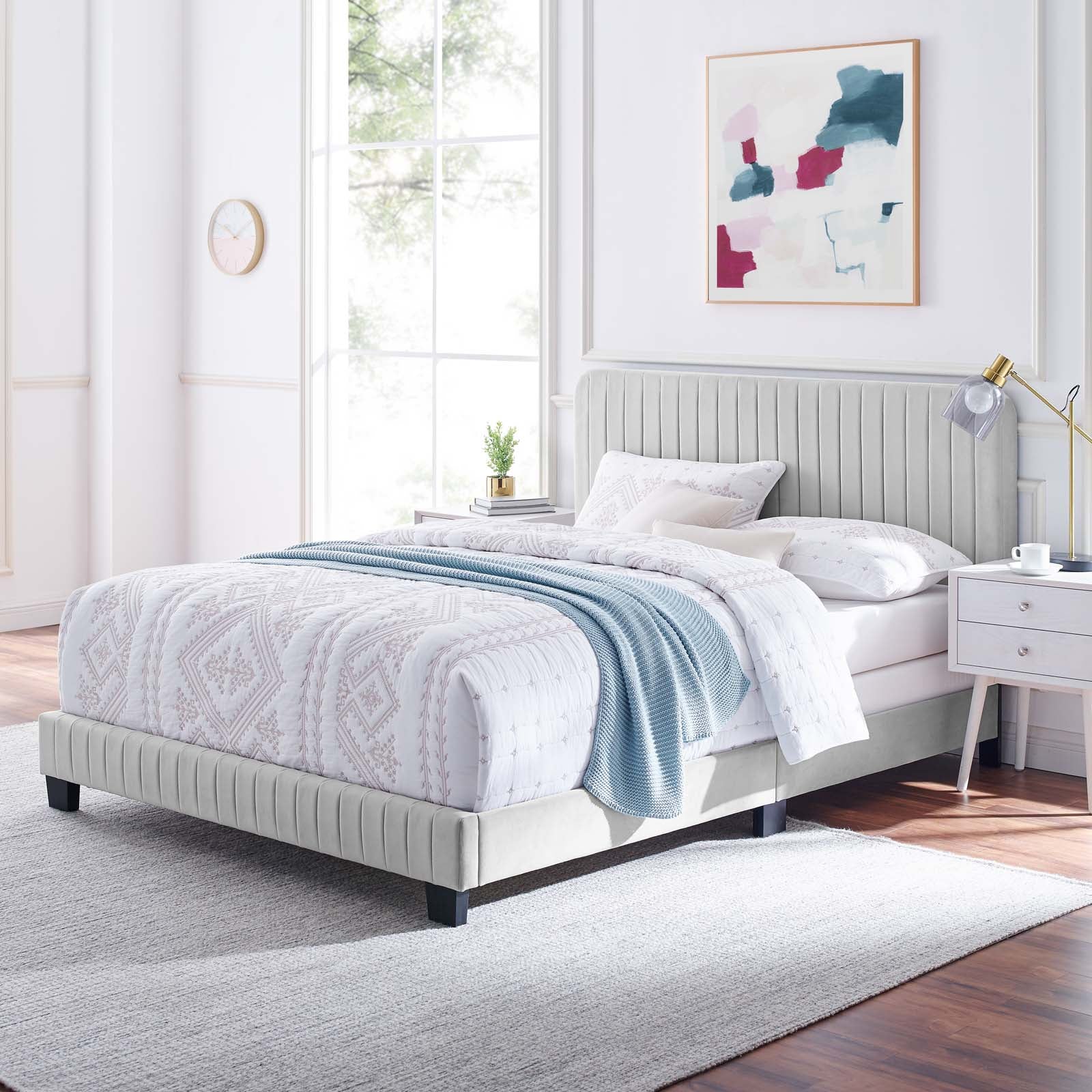 Celine Channel Tufted Performance Velvet Twin Bed by Modway