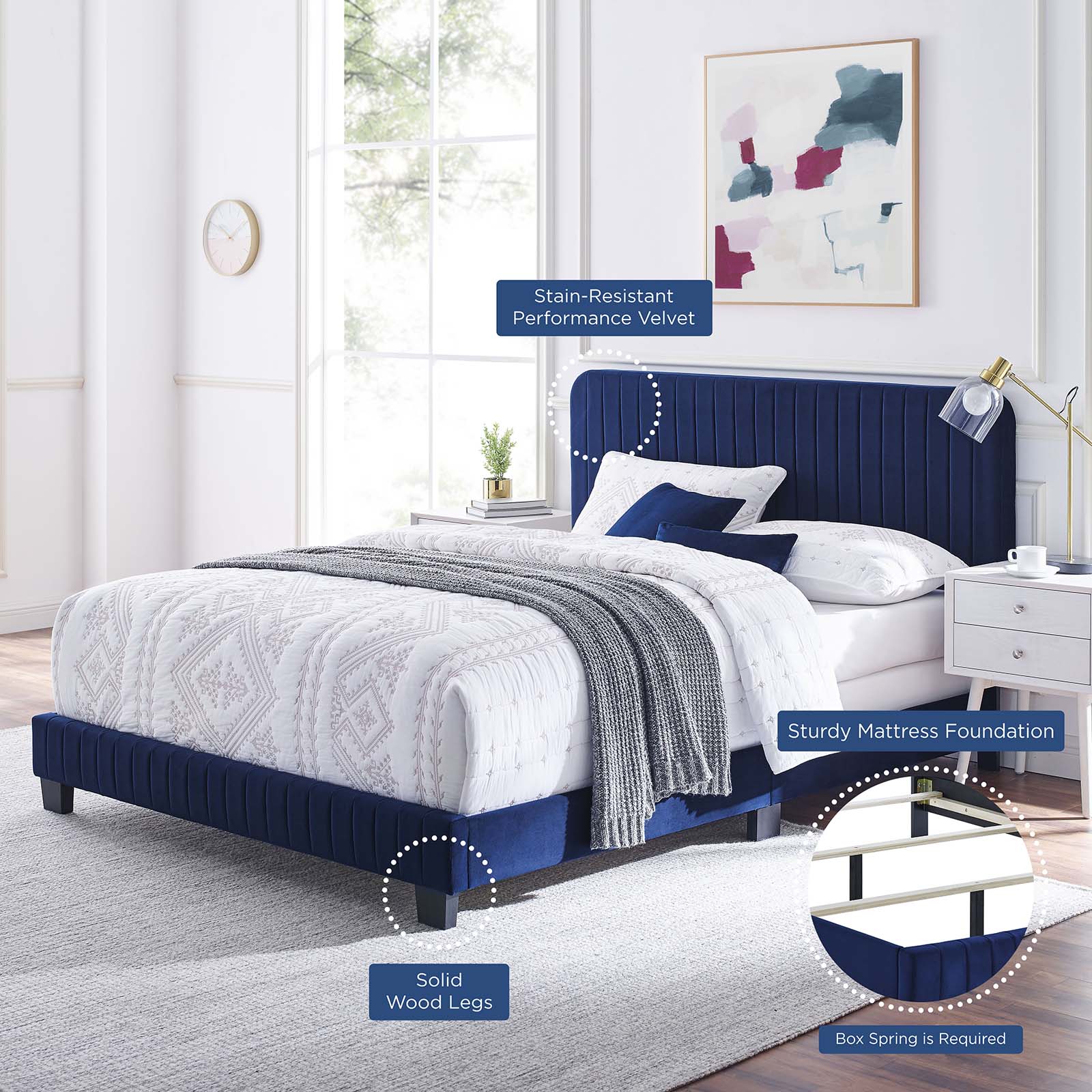 Celine Channel Tufted Performance Velvet Twin Bed by Modway
