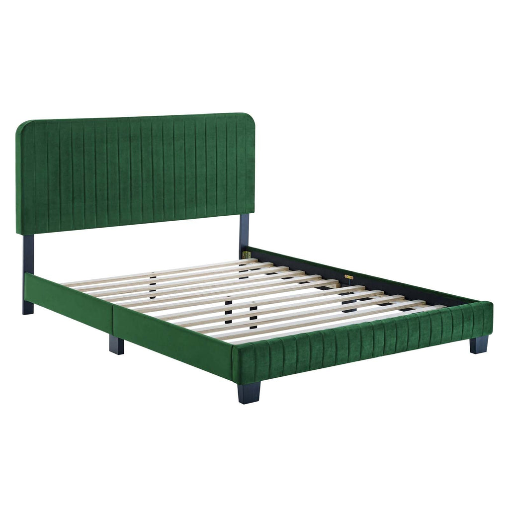 Celine Channel Tufted Performance Velvet King Platform Bed by Modway