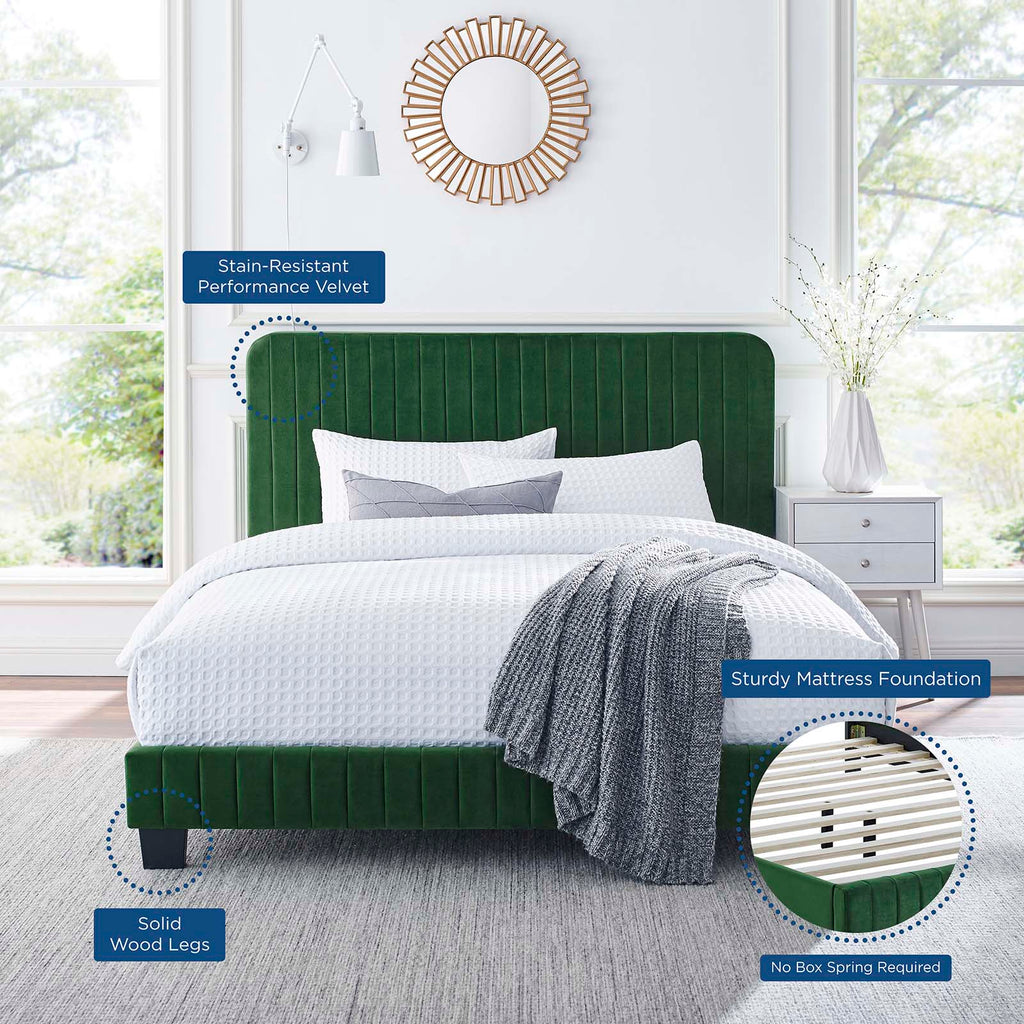 Celine Channel Tufted Performance Velvet King Platform Bed by Modway