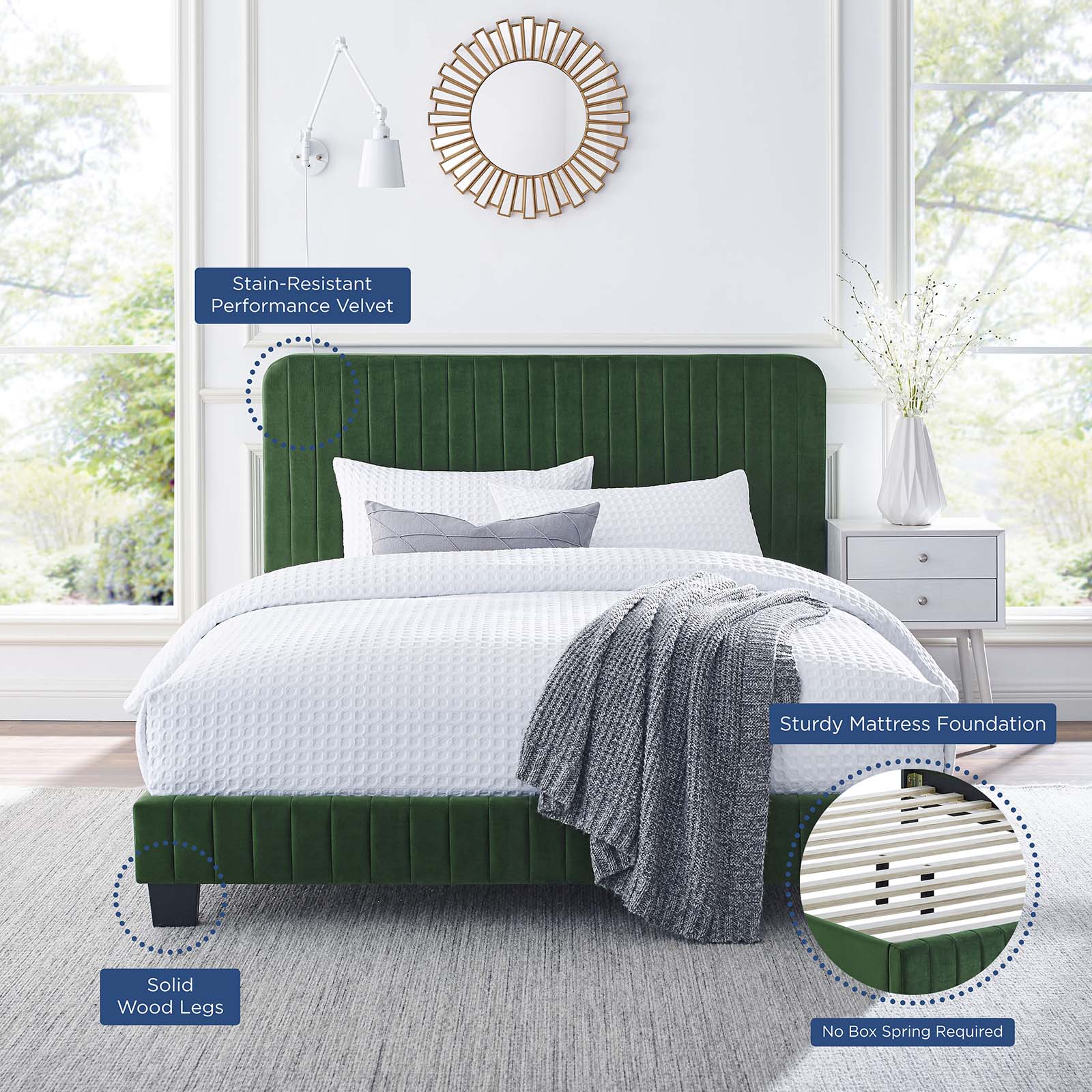 Celine Channel Tufted Performance Velvet King Platform Bed by Modway