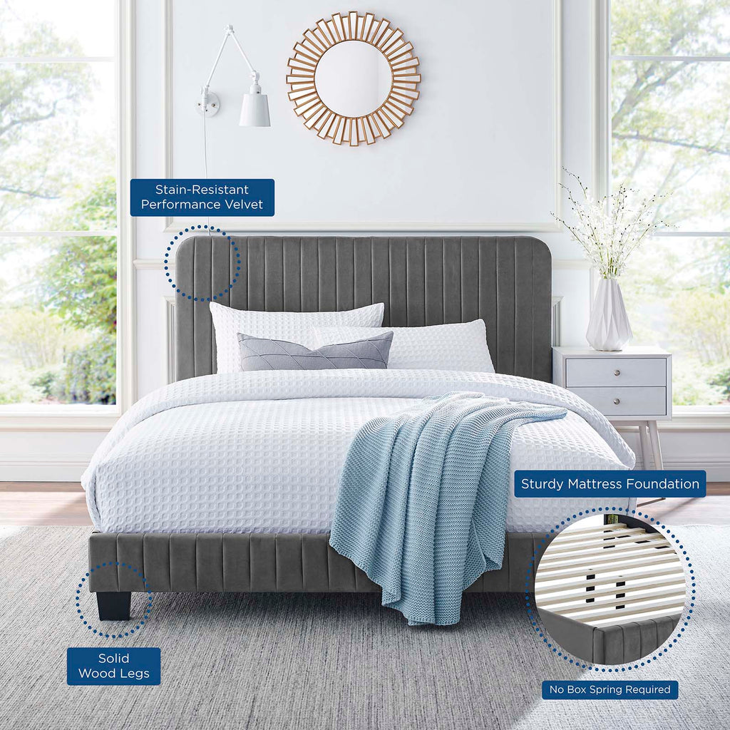 Celine Channel Tufted Performance Velvet King Platform Bed by Modway
