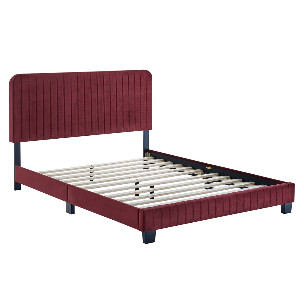 Celine Channel Tufted Performance Velvet King Platform Bed by Modway