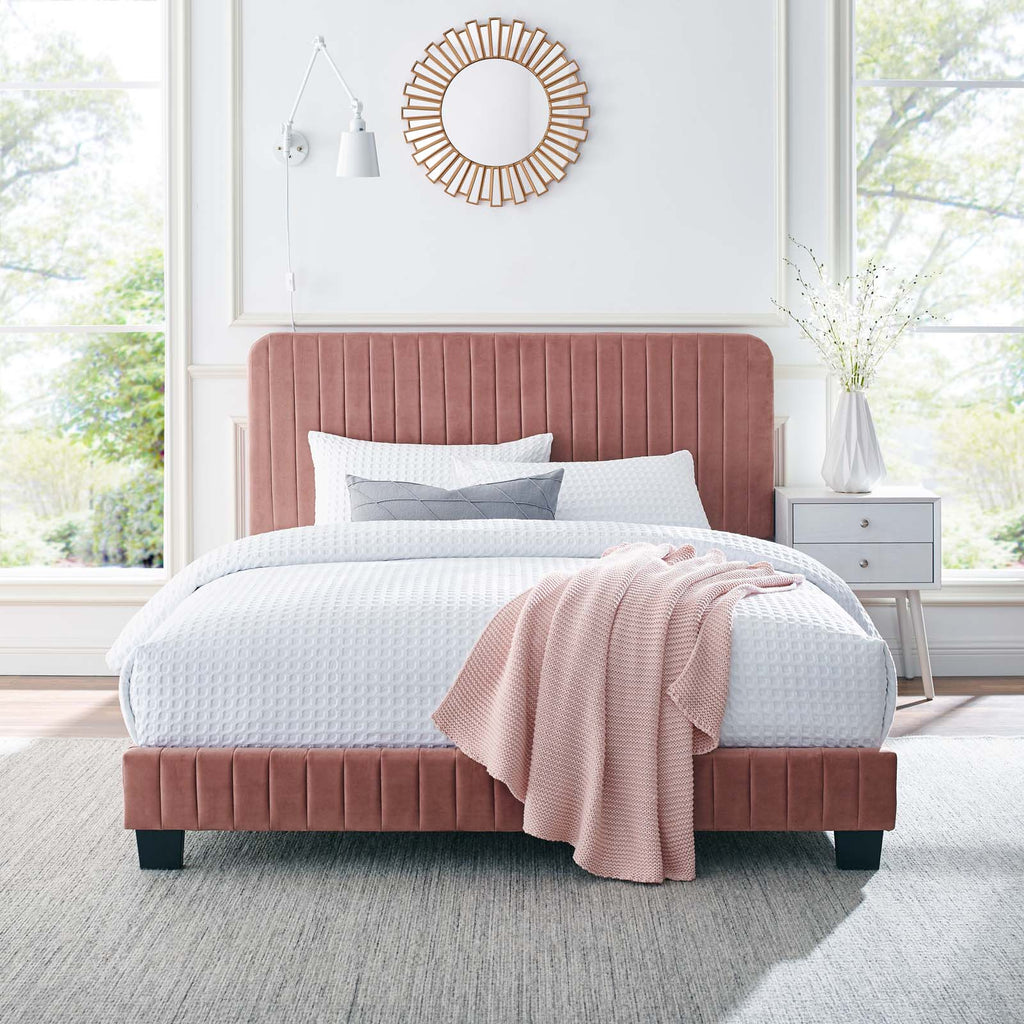 Celine Channel Tufted Performance Velvet Queen Platform Bed by Modway