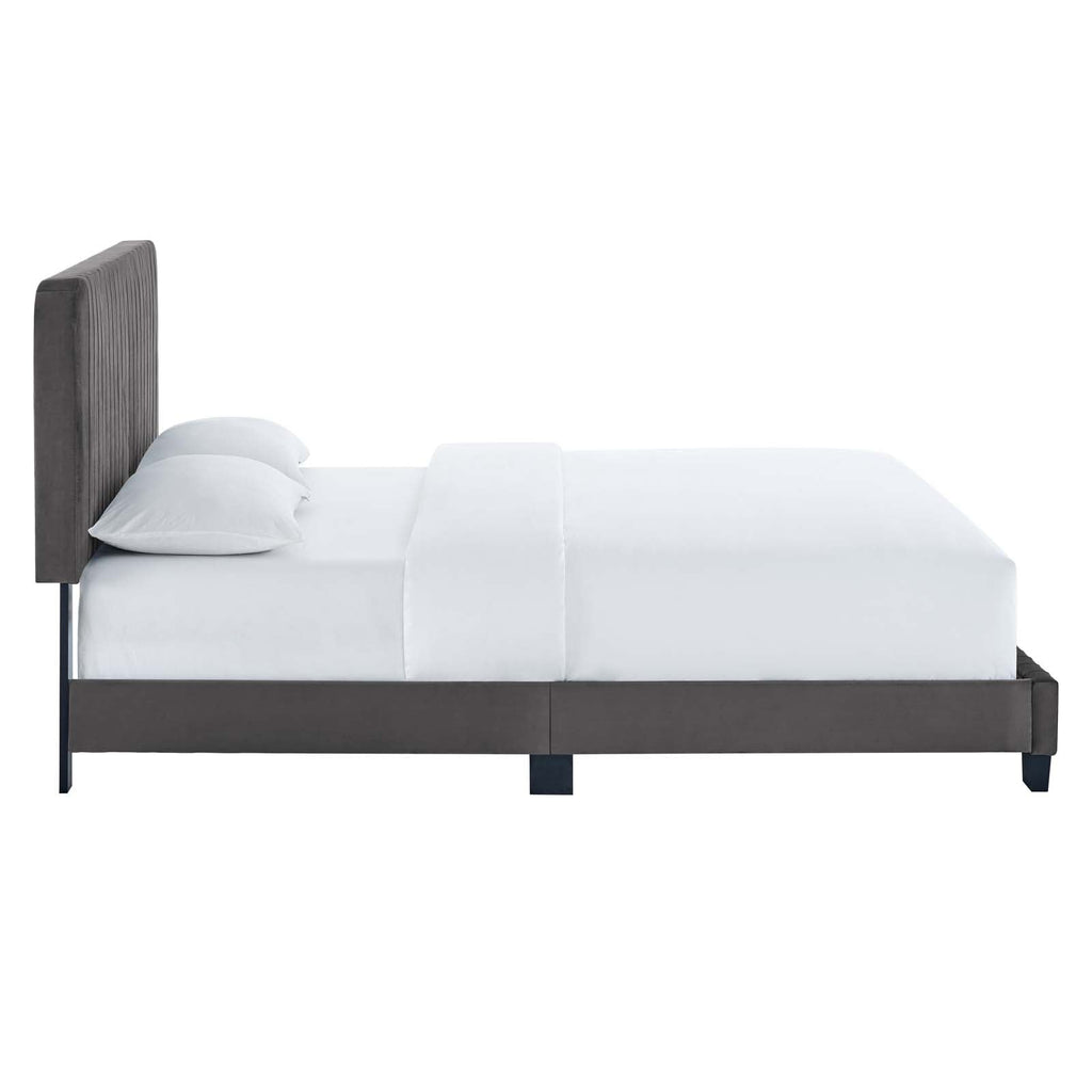 Celine Channel Tufted Performance Velvet Queen Platform Bed by Modway