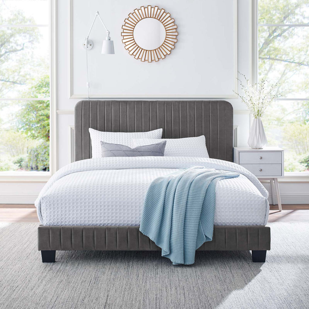 Celine Channel Tufted Performance Velvet Queen Platform Bed by Modway