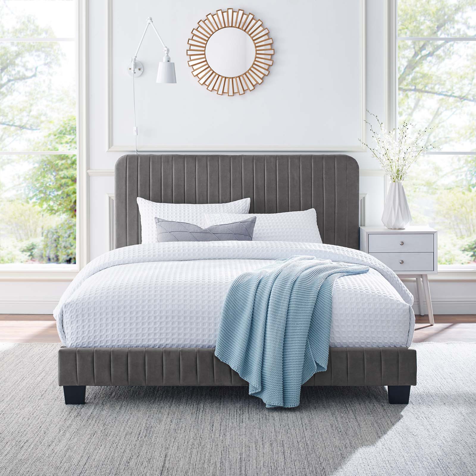 Celine Channel Tufted Performance Velvet Queen Platform Bed by Modway