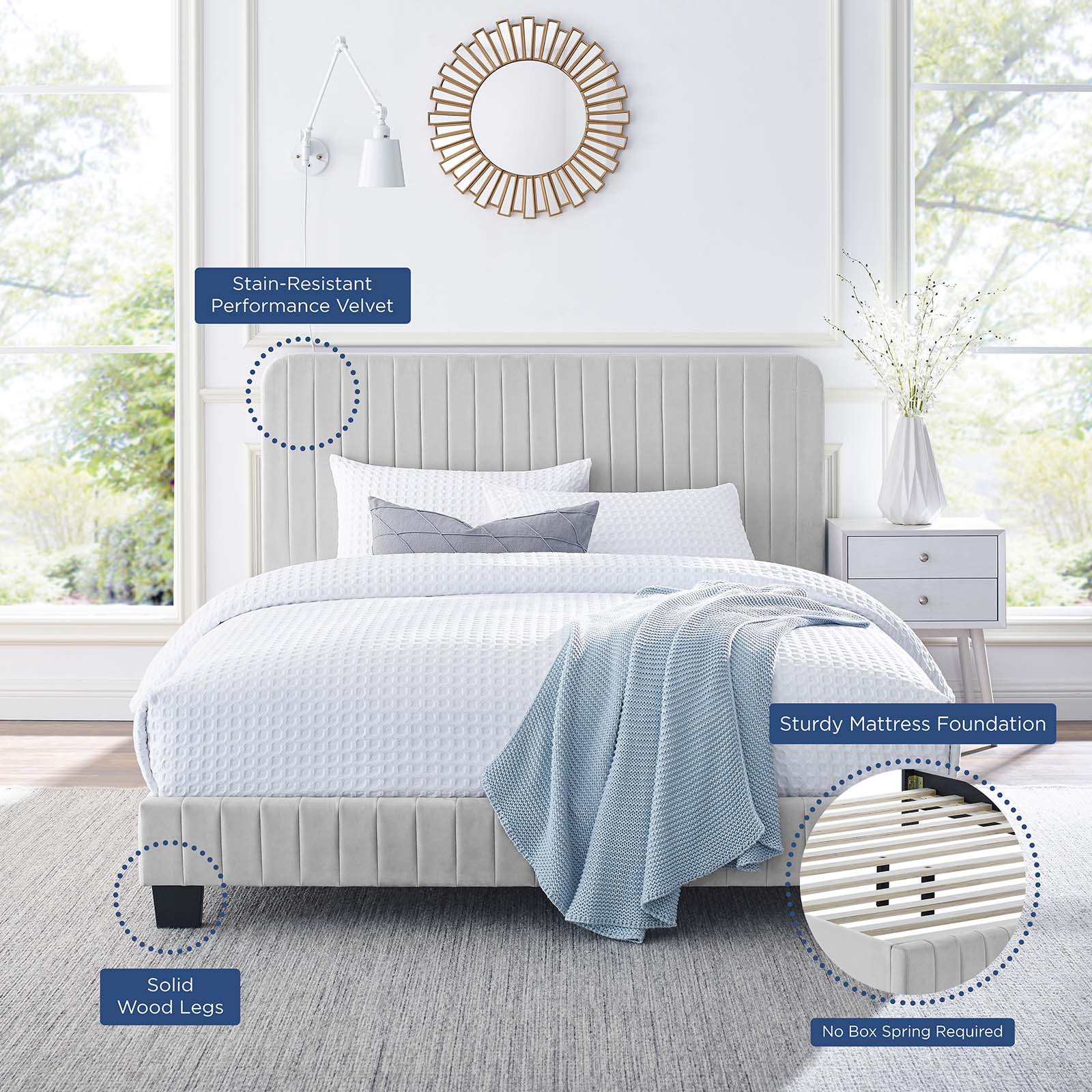 Celine Channel Tufted Performance Velvet Queen Platform Bed by Modway
